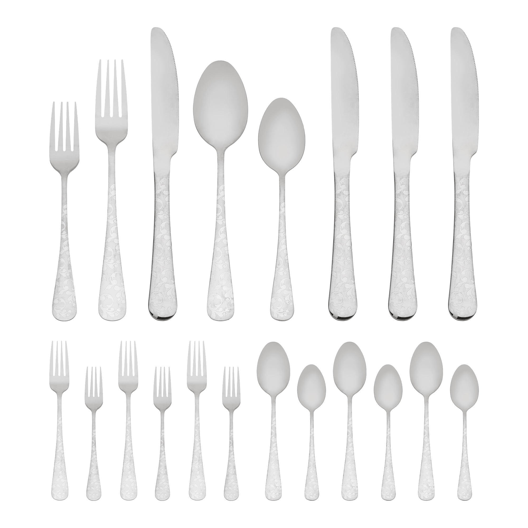Unique Bargains 20 Piece Silverware Set for 4 Stainless Steel Floral Cutlery Silver 20