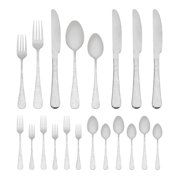 Unique Bargains 20 Piece Silverware Set for 4 Stainless Steel Floral Cutlery Silver 20