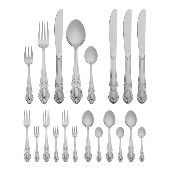 Unique Bargains 20 Piece Stainless Steel Flatware Set for Modern Cutlery Set Silver