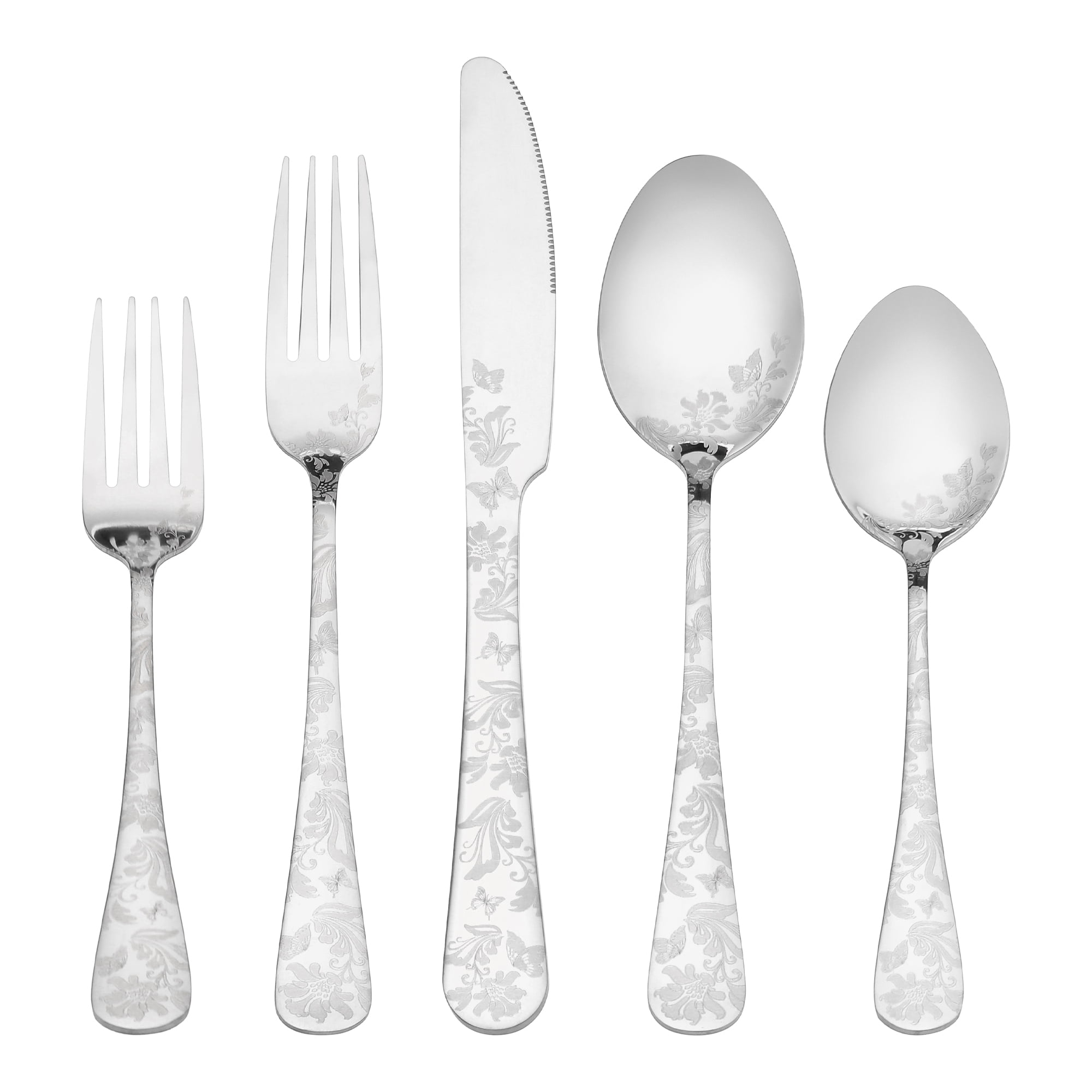 Unique Bargains 20 Pieces Stainless Steel Silverware Set Flatware Set Silver