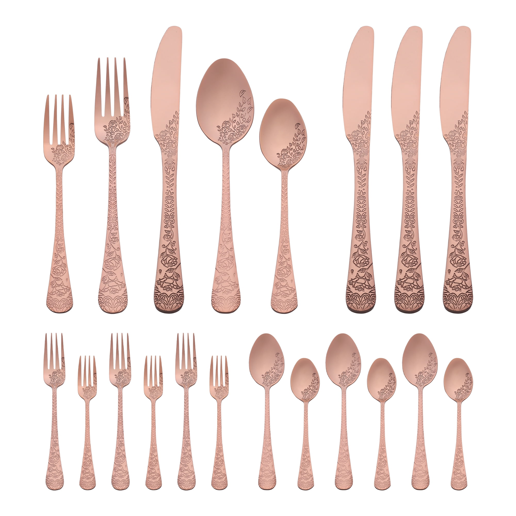 Unique Bargains 20 Pieces Stainless Steel Silverware Set for 4 Modern Cutlery Rose Gold