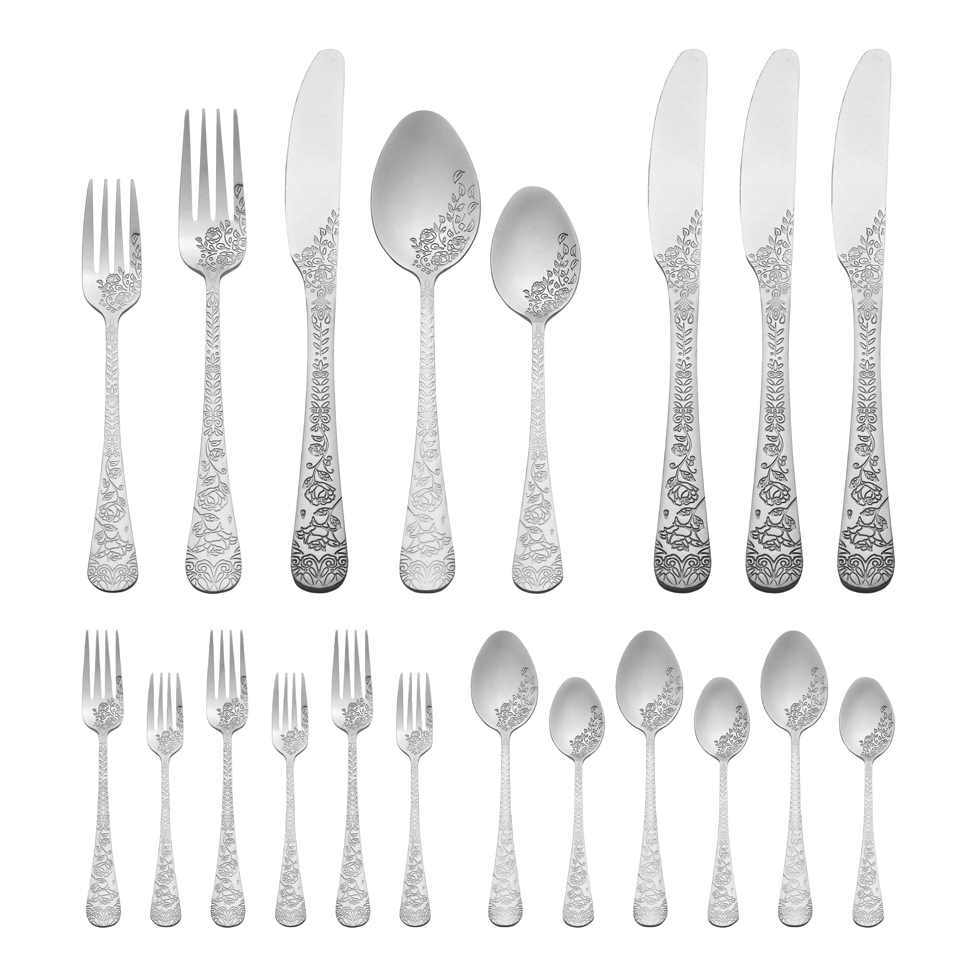 Unique Bargains 20 Pieces Stainless Steel Silverware Set for 4 Modern Cutlery Silver