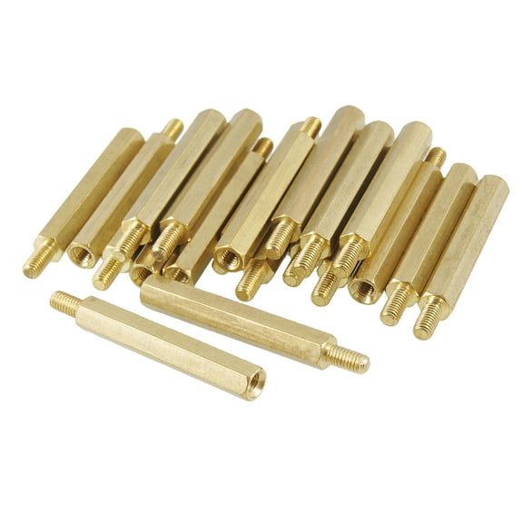 Unique Bargains 20 x Brass 3mm Male-3mm Female Screw Standoffs Hexagonal Spacers 6mm