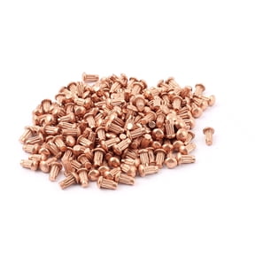 Unique Bargains 200 Pcs 1/8" x 1/4" Copper Round Head Solid Rivets Knurled Shanks