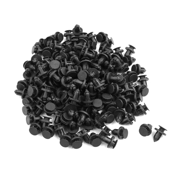 Unique Bargains 200 Pcs 8mm Hole Dia Car Plastic Push Type Rivet Fastener Bumper Pin Clips Black