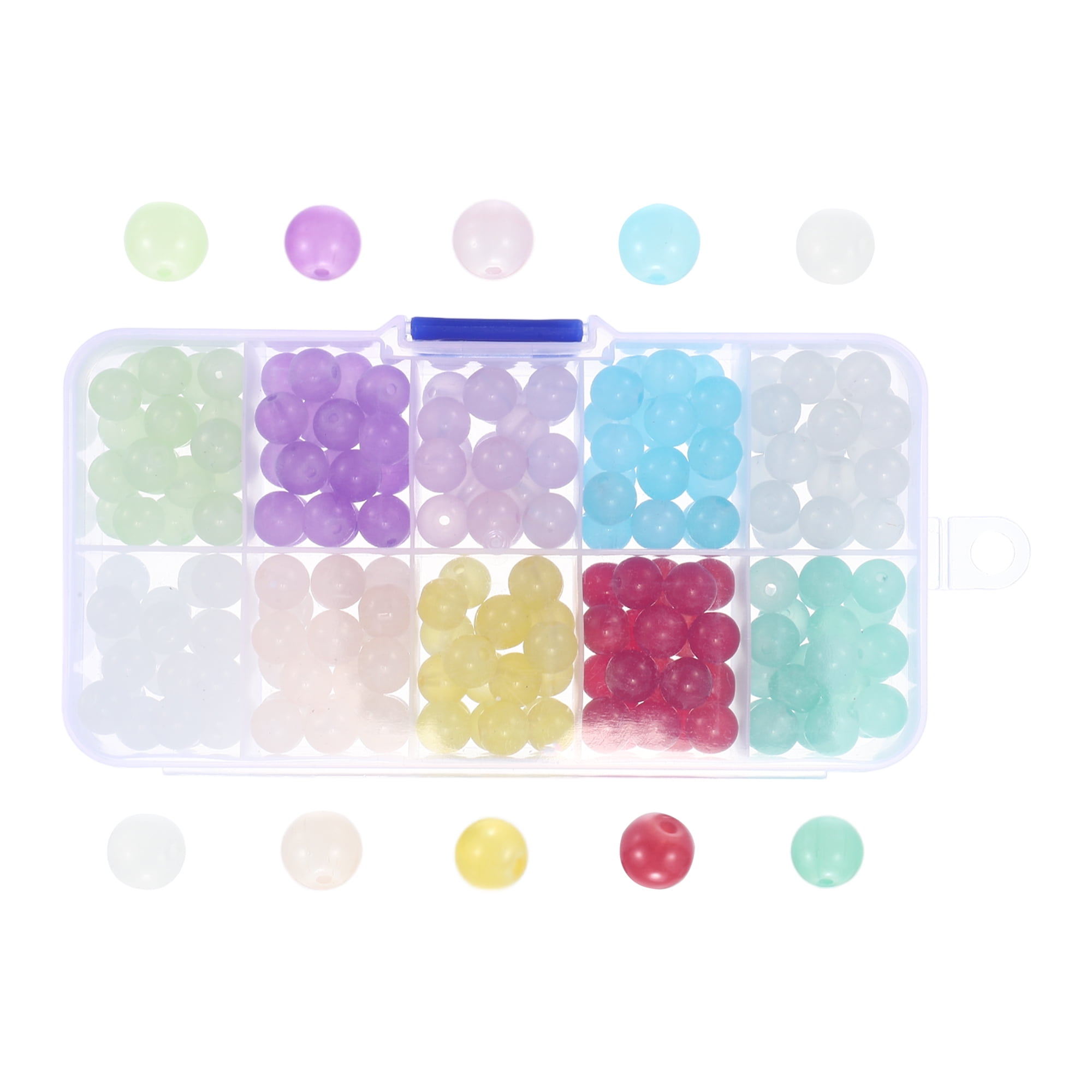 Unique Bargains 200 Pcs 8mm Round Glass Beads for Bracelets Assorted Colors Bracelet Beads for Jewelry Making
