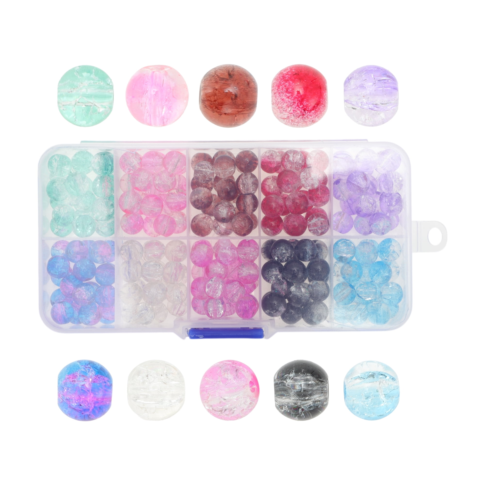 Unique Bargains 200 Pcs 8mm Round Glass Beads for Jewelry Making Assorted Colors