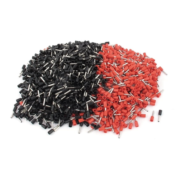 Unique Bargains 2000 Pcs Wire Crimp Connector Pre Insulated Ferrule Red Black E1008 18AWG 1.0mm2