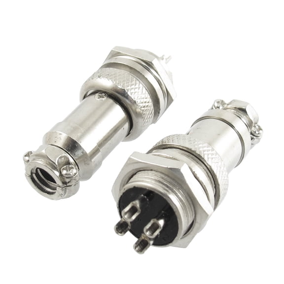 Unique Bargains 200V 5A 16mm Thread Dia 4-Pole 4 Pole Screw Aviation Connector 2Pcs