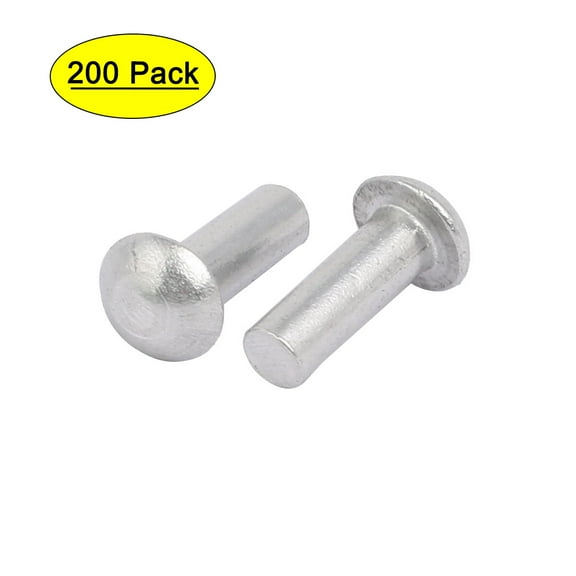 Unique Bargains 200pcs M3 x 8mm Aluminum Half Round Head Solid Rivet Fastener Silver Tone