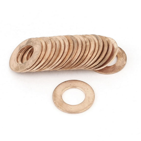 Unique Bargains 20PCS 17mm OD 9mm ID 1mm Thick Copper Washer Flat Ring Oil Brake Line Seal