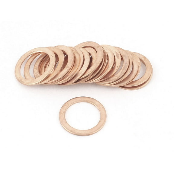 Unique Bargains 20PCS 22mm OD 16mm ID 1mm Thick Copper Washer Flat Ring Oil Brake Line Seal