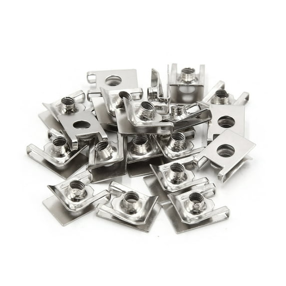 Unique Bargains 20Pcs 6mm Thread Metal Fastener U-Type Clips Retainers Rivets for Car Bumper