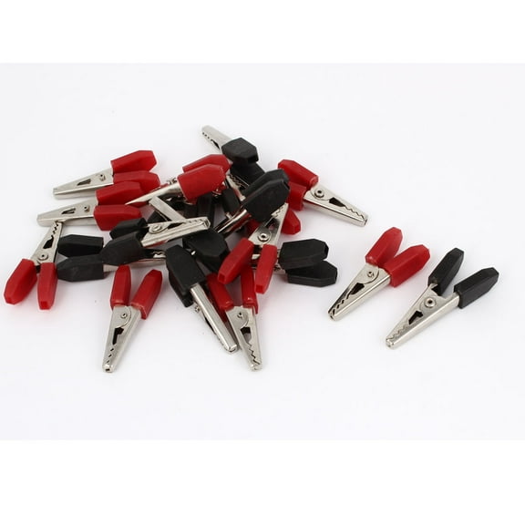 Unique Bargains 20Pcs Black Red 7mm Jaw Open Width Insulated Crocodilian Clips Test Clamps