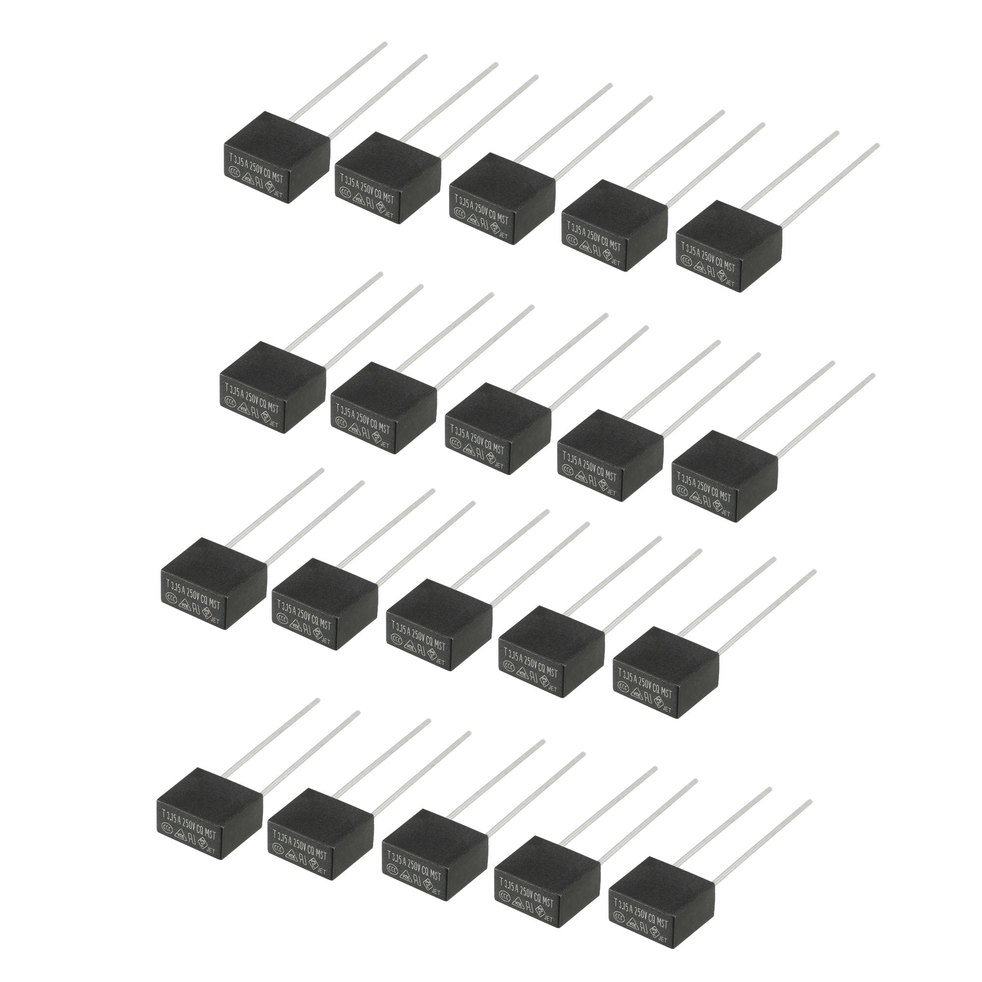 Unique Bargains 20Pcs DIP Mounted Square Slow Blow Micro Fuse T3.15A 3 ...