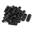 thumbnail image 1 of Unique Bargains 20 Pcs Plastic Double Hole 0.28'' Dia Cylindrical Spring Loaded Stopper Cord Locks Black, 1 of 1