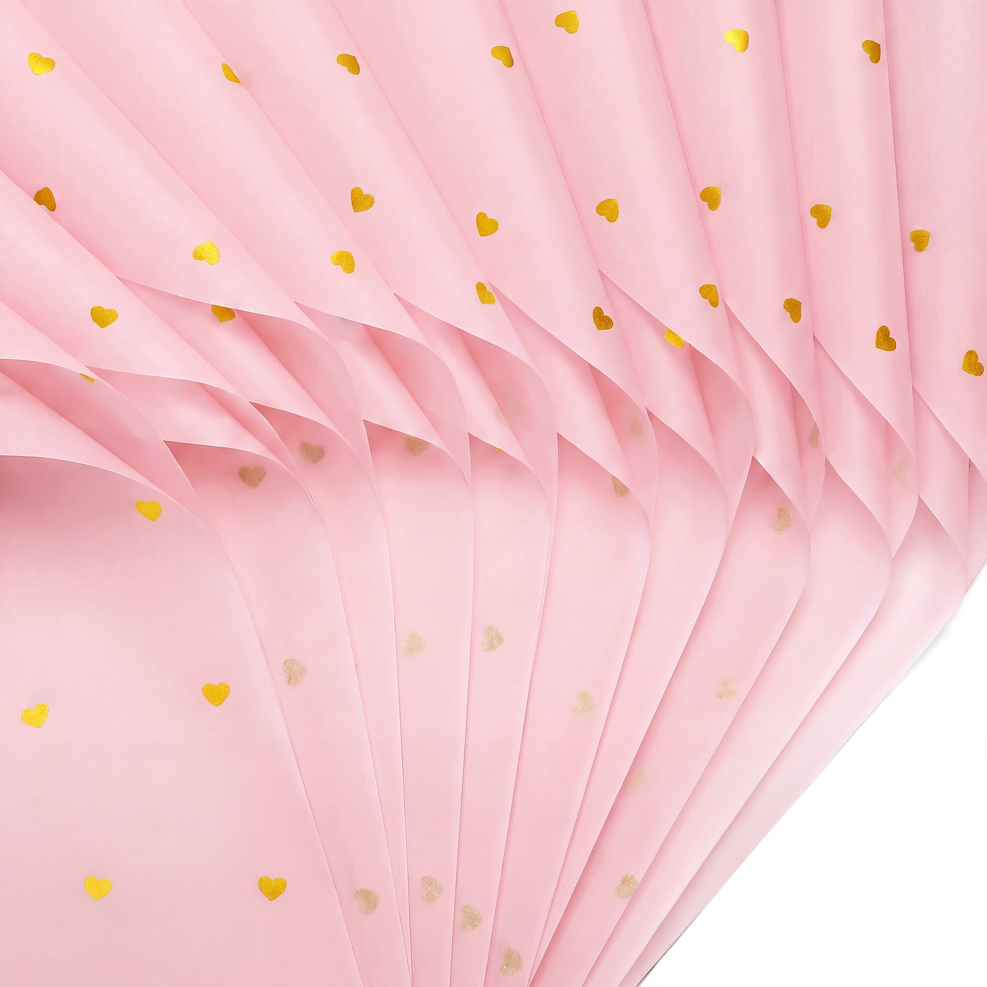 Unique Bargains 20Pcs Heart Pattern Gift Wrapping Paper Pink Gold 27.6" x 19.7"