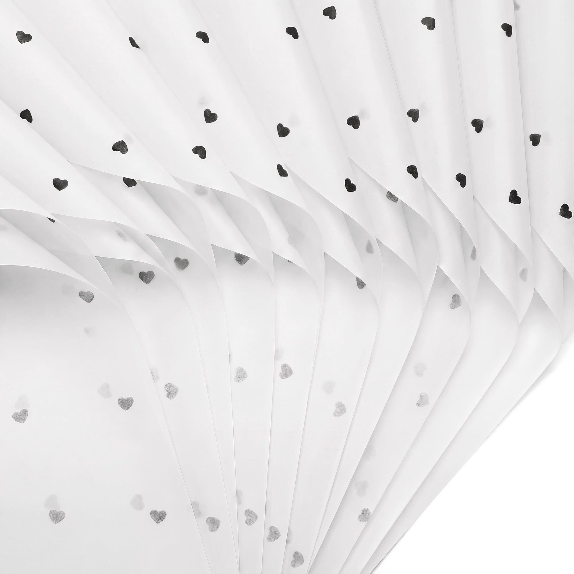 Unique Bargains 20Pcs Heart Pattern Gift Wrapping Paper White Black 27.6" x 19.7"