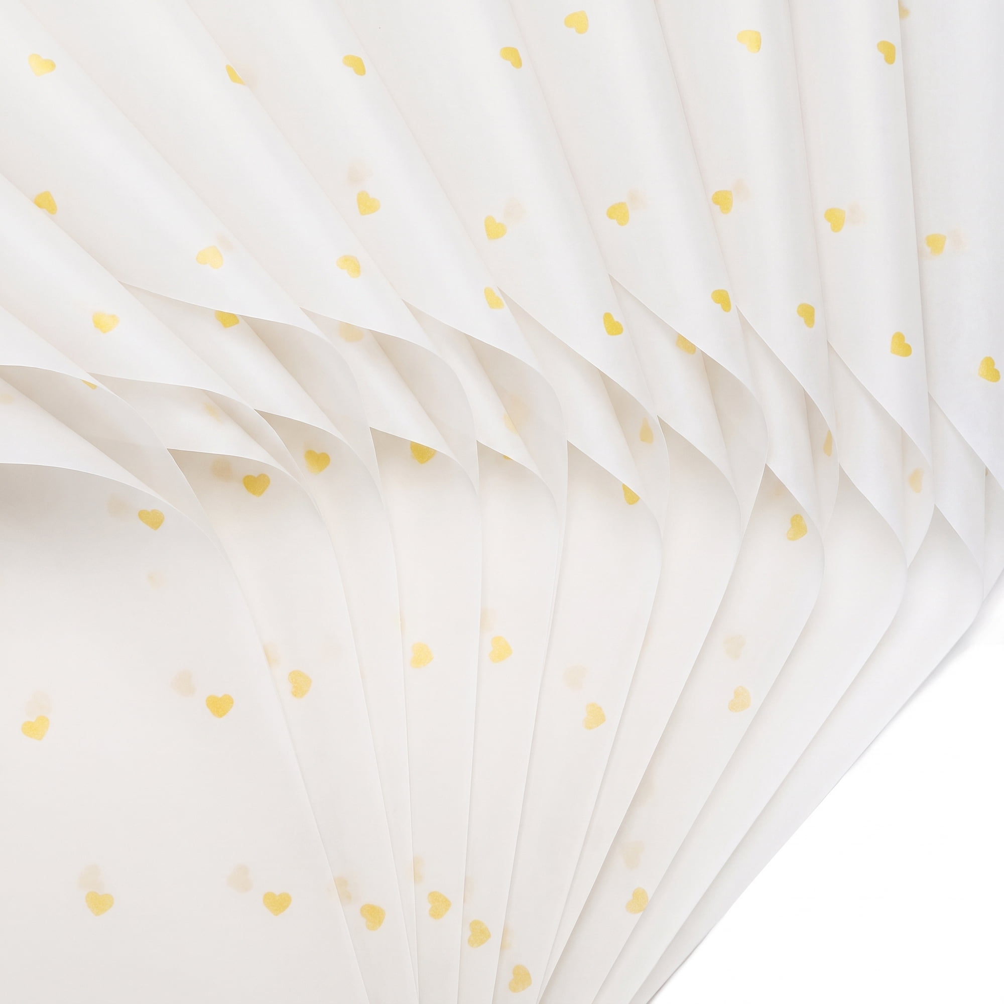 Unique Bargains 20Pcs Heart Pattern Gift Wrapping Paper White Gold 27.6" x 19.7"