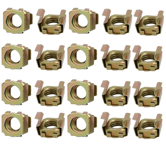 Unique Bargains 20Pcs M10 Carbon Steel Captive Cage Nut Brass Tone for Server Shelf Furniture