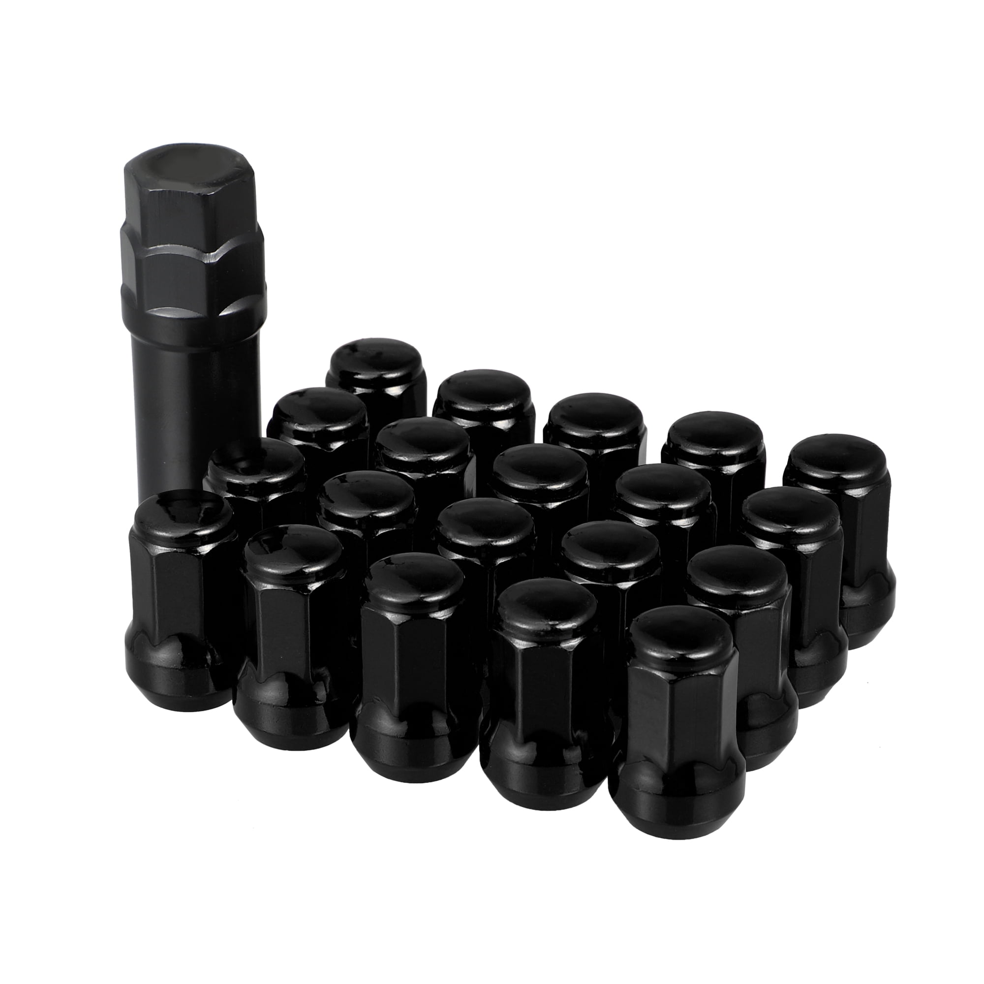 Unique Bargains 20Pcs M12 x 1.5 Cone Seat Closed End Bulge Acorn Hex Wheel Nut Black