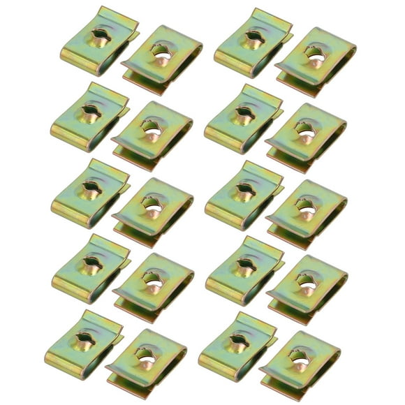 Unique Bargains 20Pcs M4/ST4.0 Thread Size 65Mn Steel Zinc Plated Extruded U Nut Brass Tone