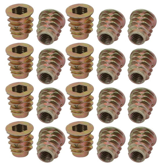 Unique Bargains 20Pcs M6x13mm Zinc Alloy Hex Socket Drive Flange Insert Nut for Wood Furniture