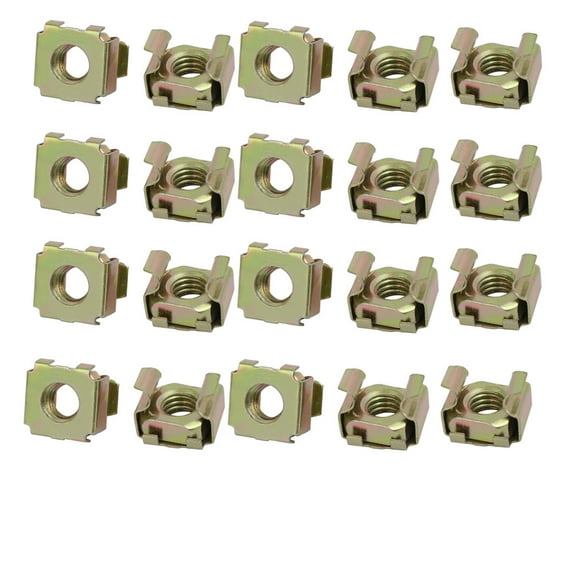 Unique Bargains 20Pcs M8 Carbon Steel Captive Cage Nut Brass Tone for Server Shelf Furniture