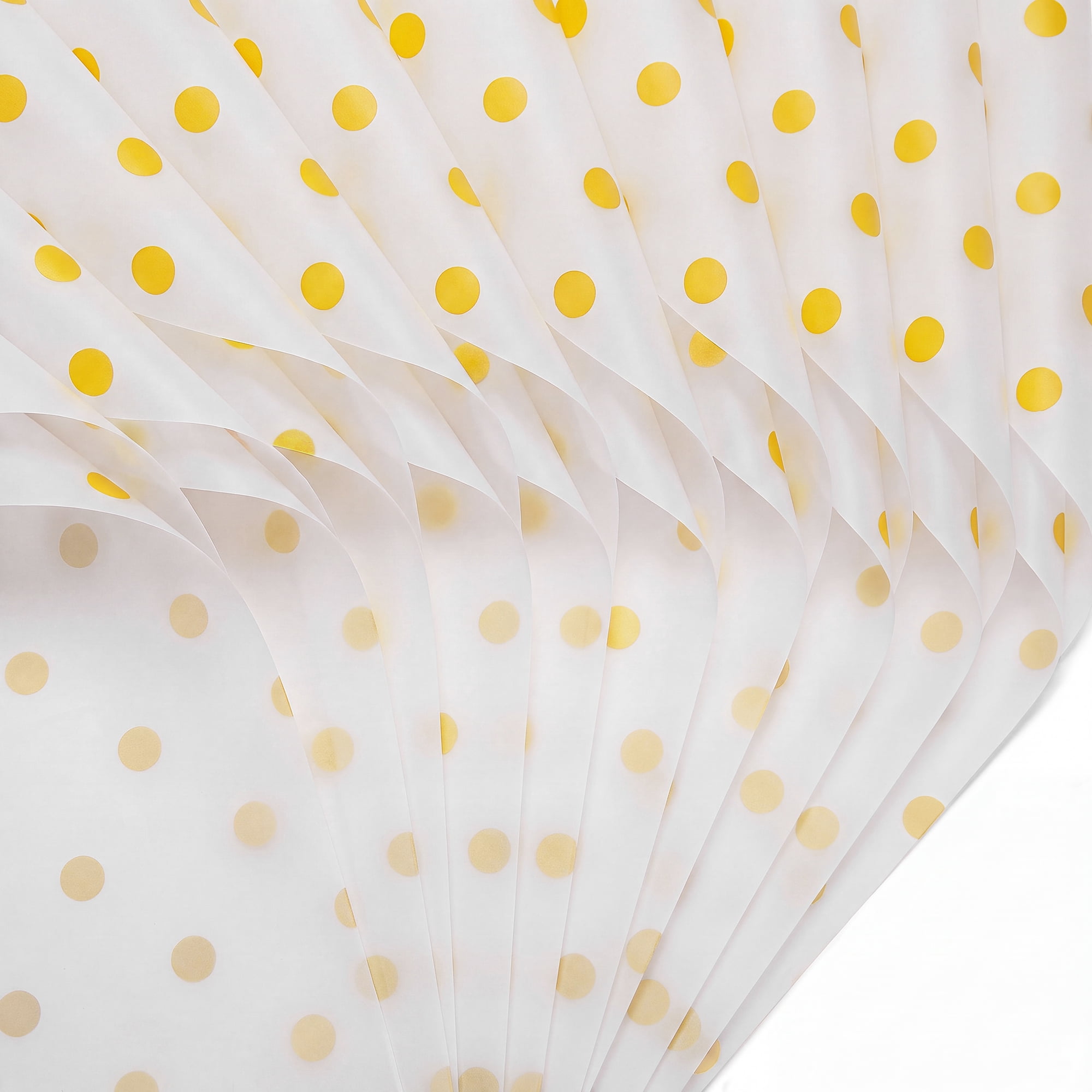 Unique Bargains 20Pcs Polka Dot Waterproof Gift Wrapping Paper Gold White 22.4" x 22.4"