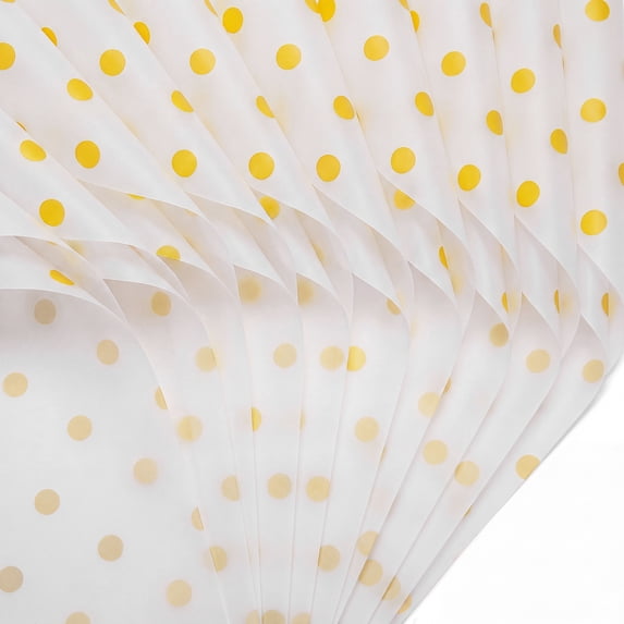 Unique Bargains 20Pcs Polka Dot Waterproof Gift Wrapping Paper Gold White 22.4" x 22.4"