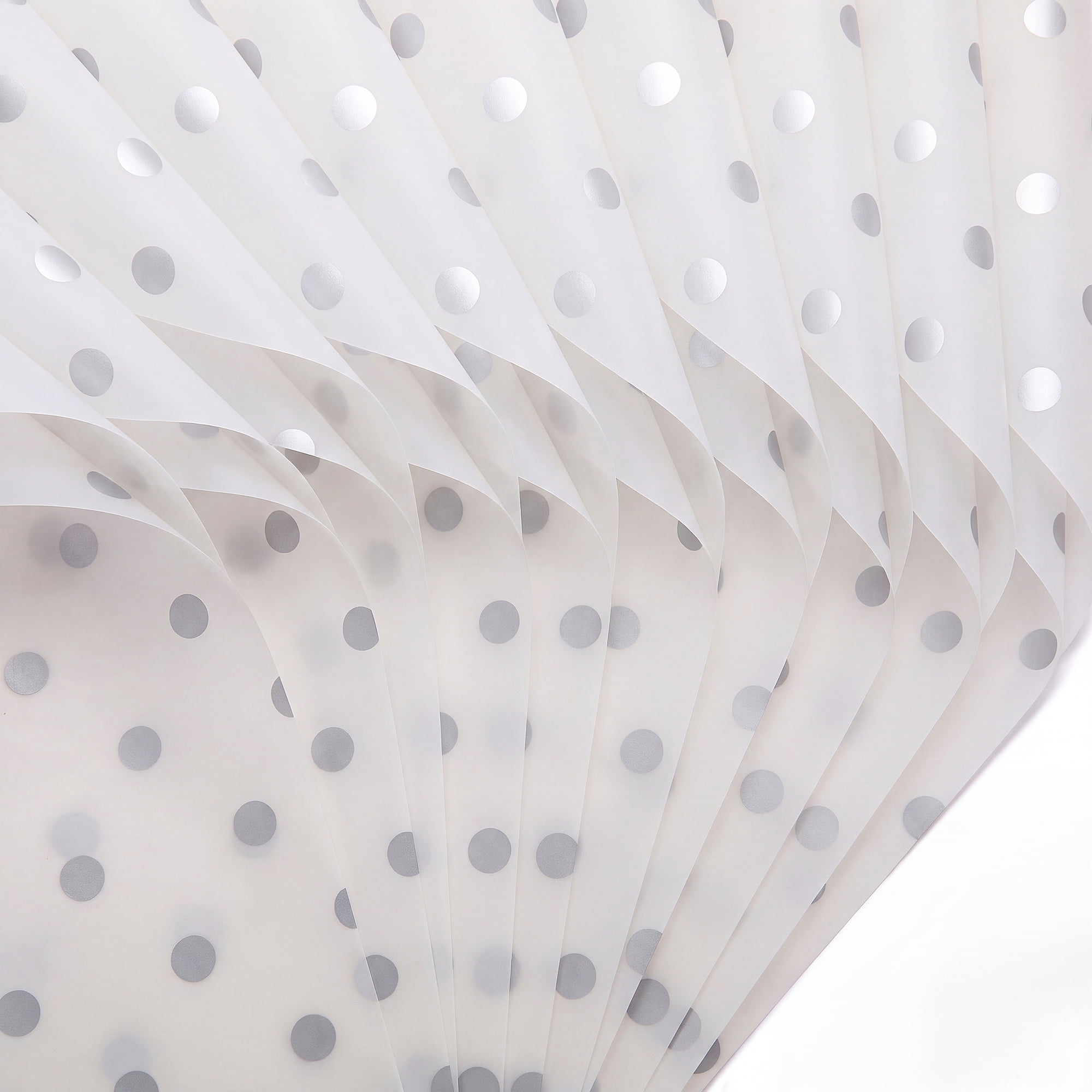 Unique Bargains 20Pcs Polka Dot Waterproof Gift Wrapping Paper Silver White 22.4" x 22.4"