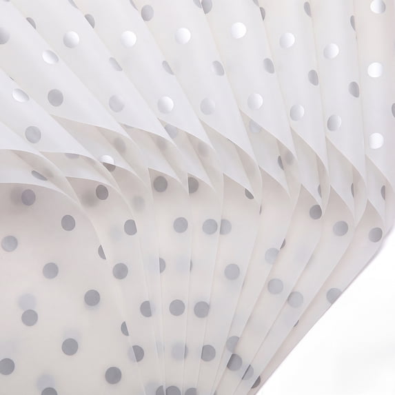 Unique Bargains 20Pcs Polka Dot Waterproof Gift Wrapping Paper Silver White 22.4" x 22.4"