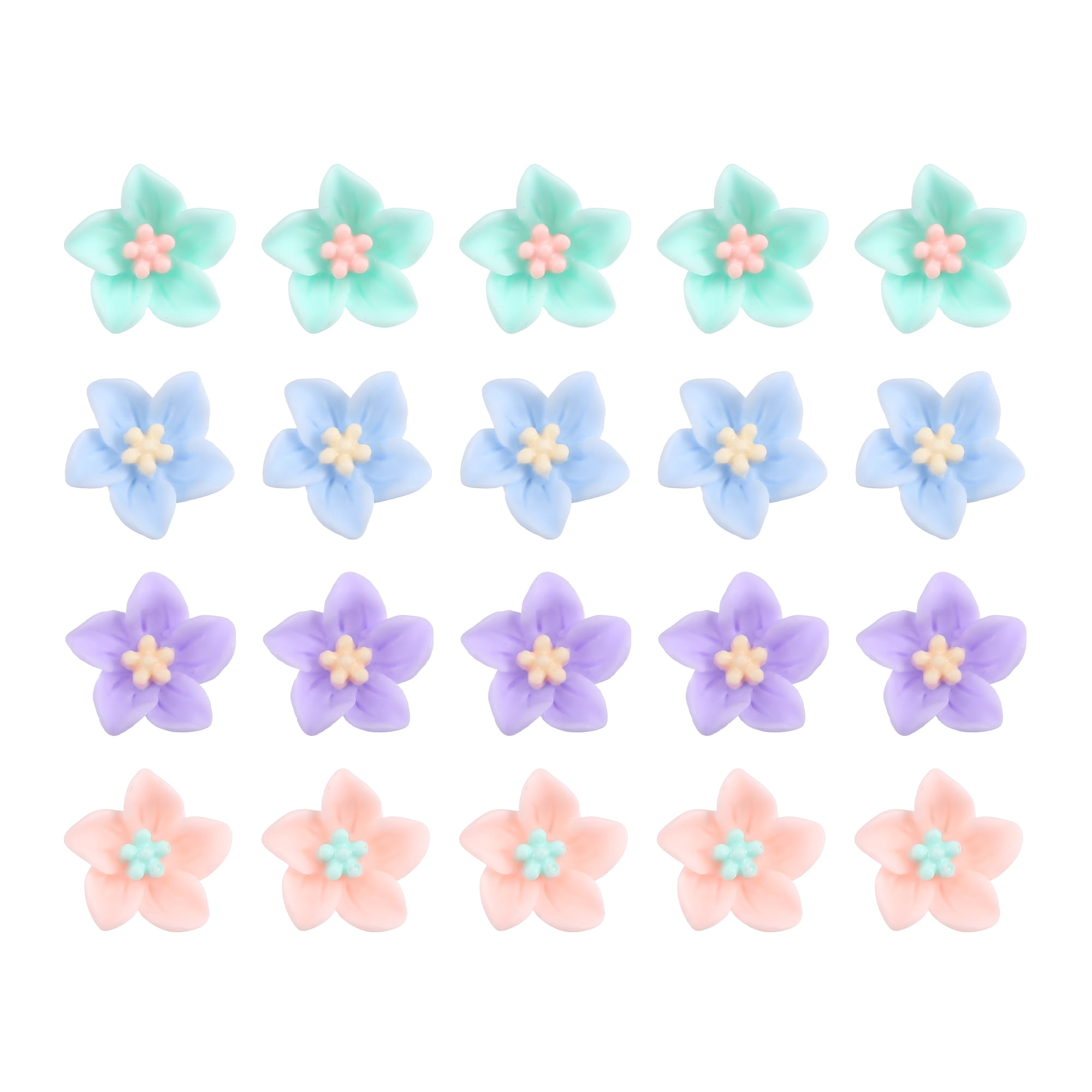Unique Bargains 20Pcs Small Cute Mini Flower Hair Clips Purple Green