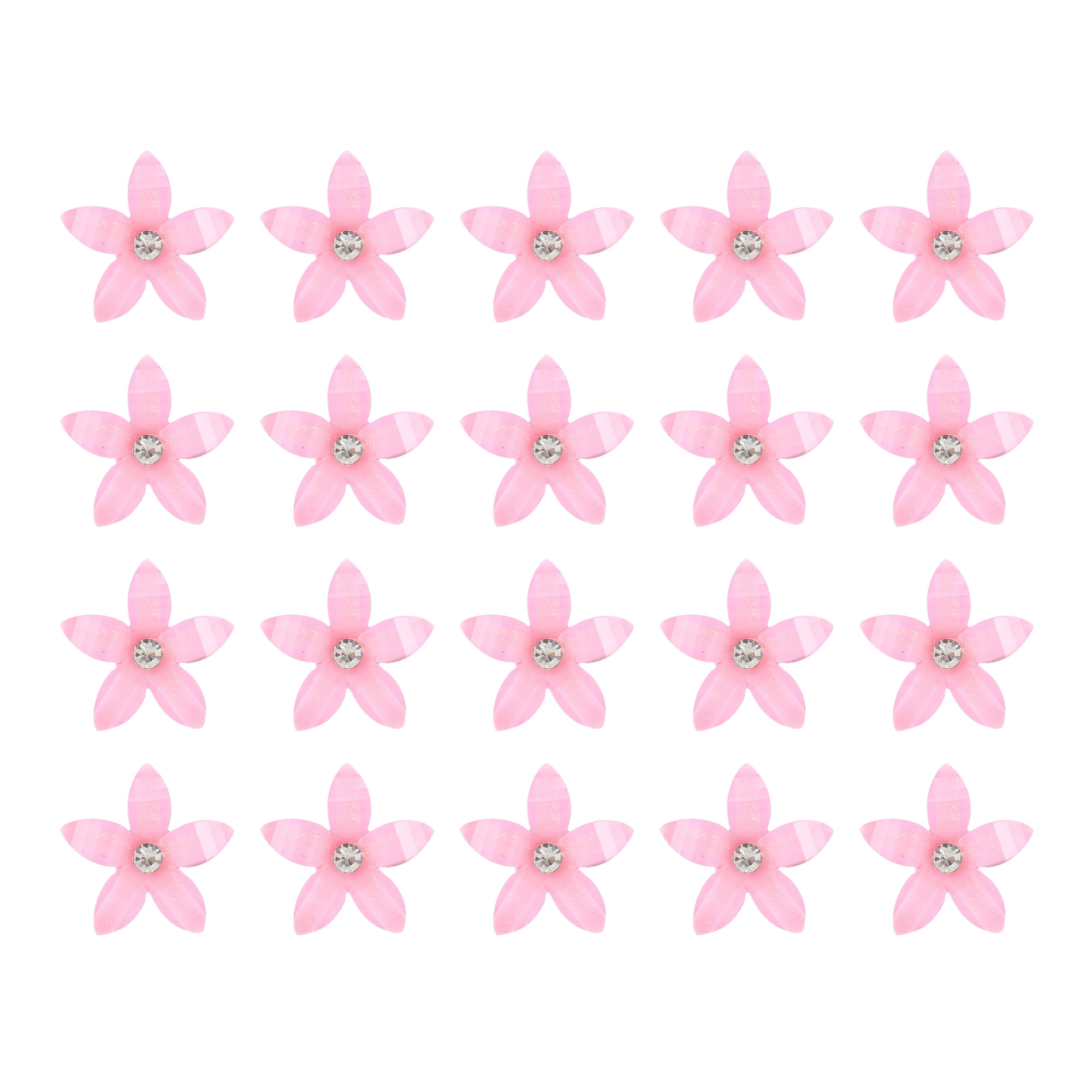 Unique Bargains 20Pcs Small Flower Mini Flower Hair Clips Pink