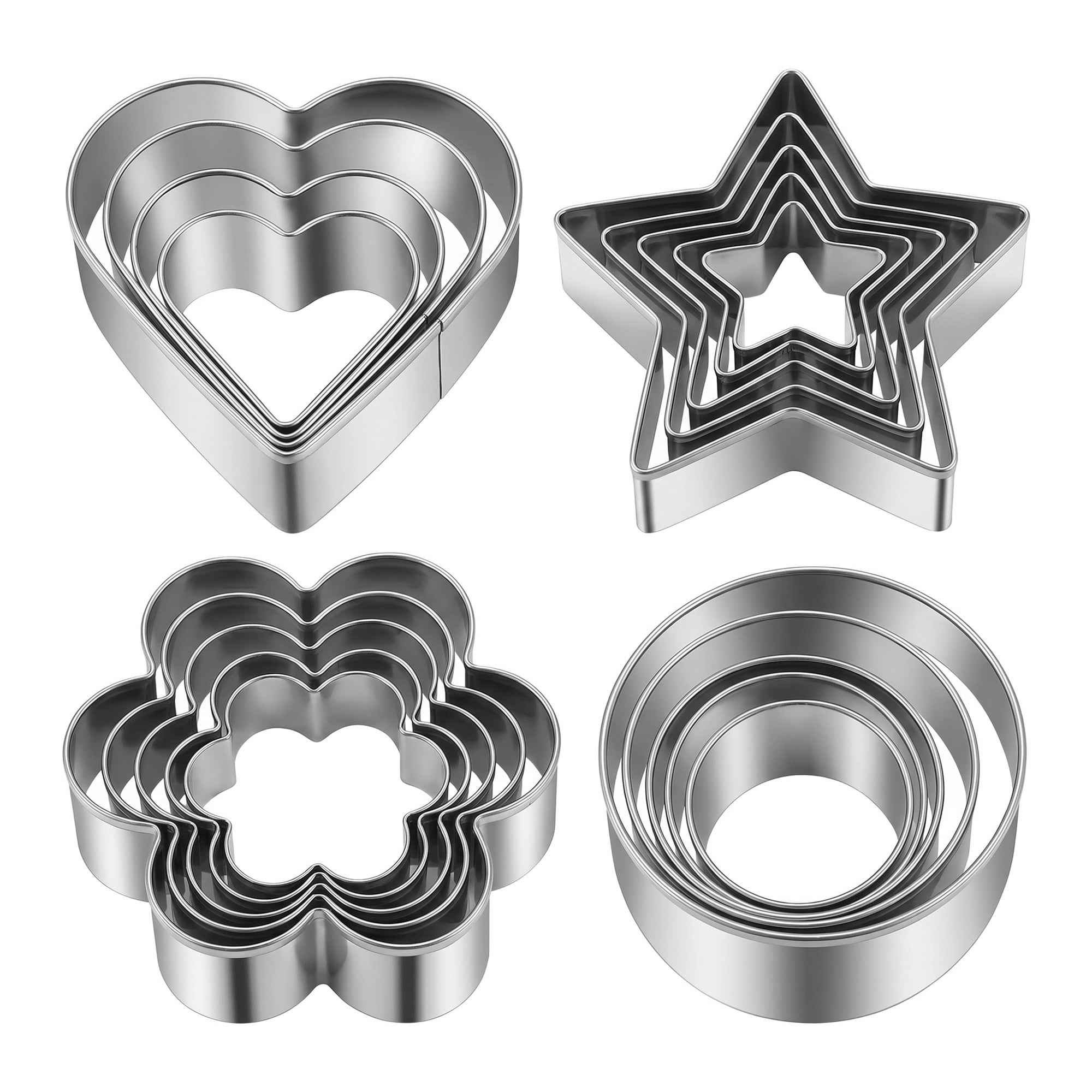 Unique Bargains 20Pcs Stainless Steel Small Metal Cookie Cutters Set Silver-3