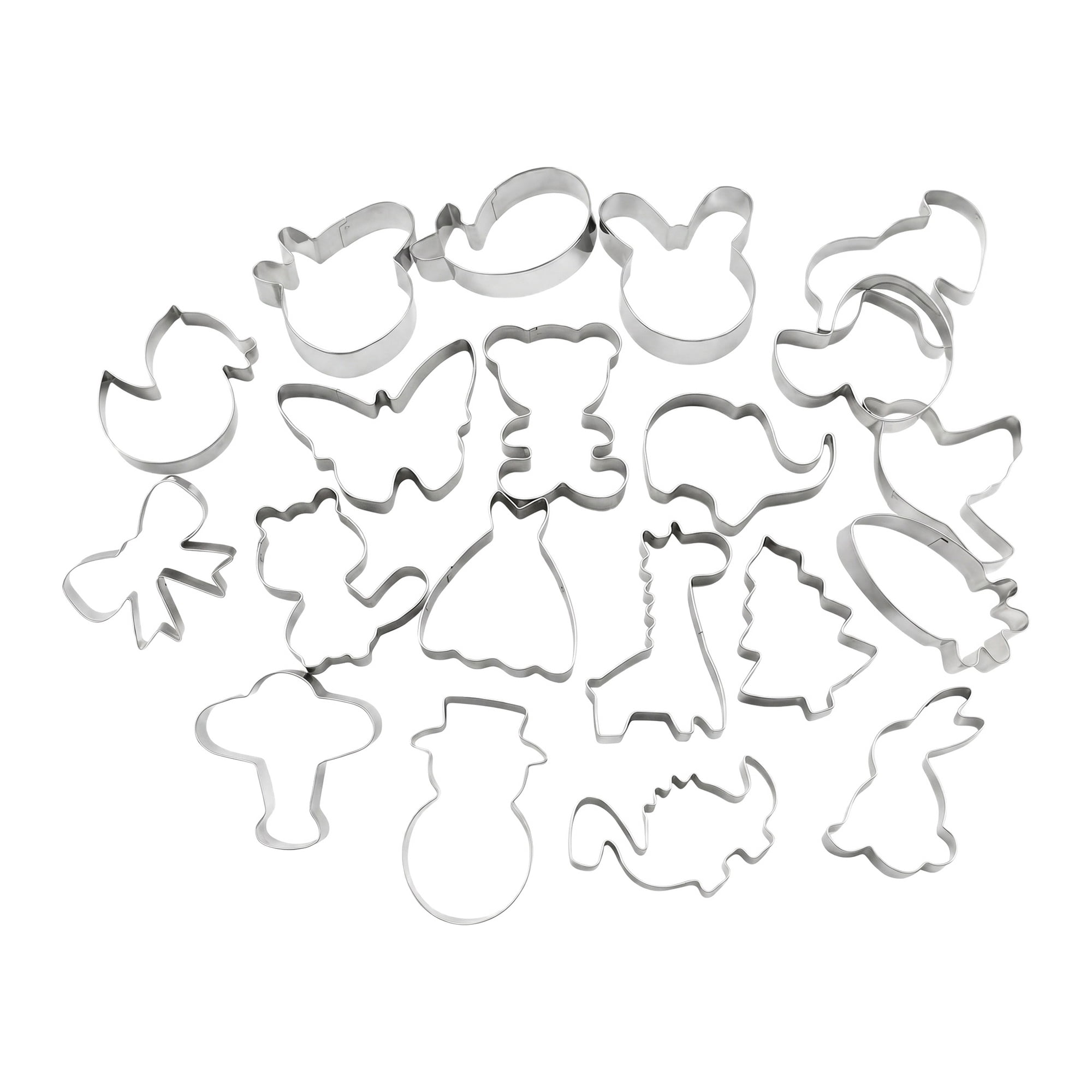 Unique Bargains 20Pcs Stainless Steel Small Metal Cookie Cutters Set Silver-6