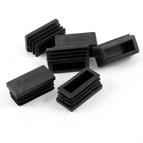 Uxcell 0.79" x 1.6" Black Plastic Blanking End Caps Rectangle Tube Inserts for Prevent Dirt and Dust 6 Pcs