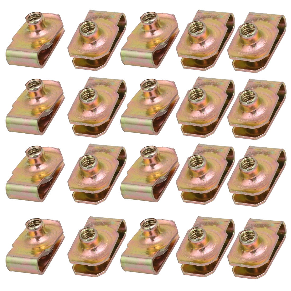 Unique Bargains 20pcs 65Mn Spring Steel Speed Fastener U Nut Clip Brass Tone for M5 Screw Bolt