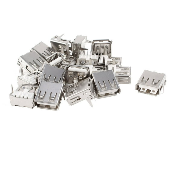 Unique Bargains 20pcs 90 Degree 4 Pins DIP Through Point USB A Female Plug Jack Socket