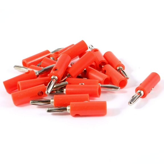 Unique Bargains 20pcs Audio Speaker Wire Cord Banana Plug Screw Connector Adapter Red 3.5mm
