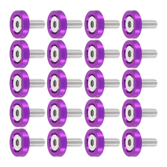 Unique Bargains 20pcs Car Motorcycle Purple M6x20mm Fender Bumper Washer Bolt Aluminum Alloy Engine Bay Fastener Screw