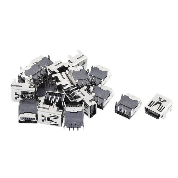Unique Bargains 20pcs Female USB B Connector 5-Pin Right Angle DIP Socket PCB Board