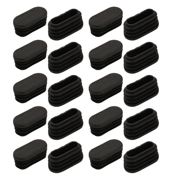Unique Bargains 20pcs Furniture Accessory Desk Chair Oval Leg Tip Cap 34mmx16mmx16mm Black
