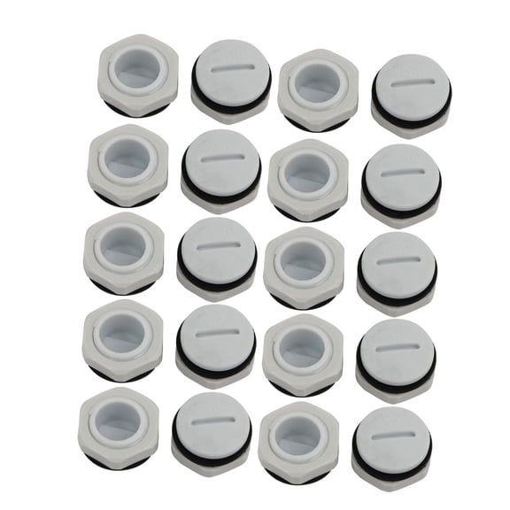 Unique Bargains 20pcs GLW-PG11 Nylon Threaded Cable Gland Cap Round Screw-in Cover Gray w Washer