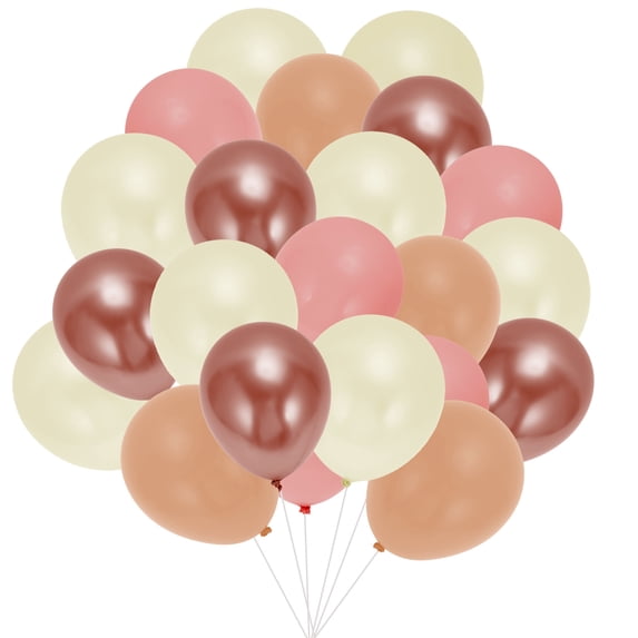 Unique Bargains 20pcs Latex Party Balloons with Ribbon Red Flesh-Colored Rose Gold Tone Pink Beige
