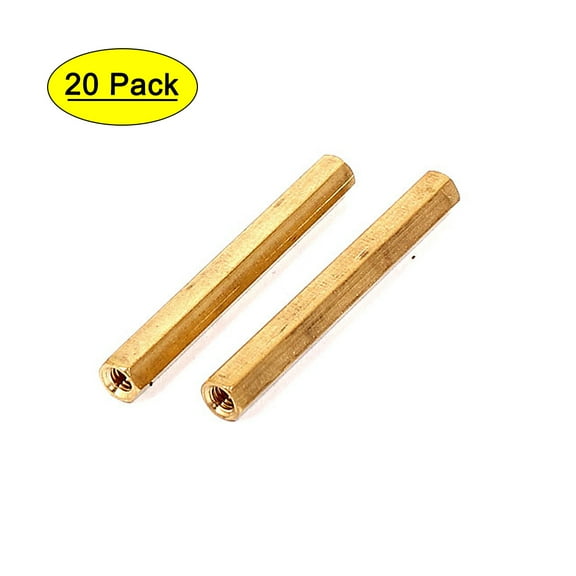 Unique Bargains 20pcs M4 Female Thread Insulated Brass Standoff Hexagonal Spacer 50mm Long