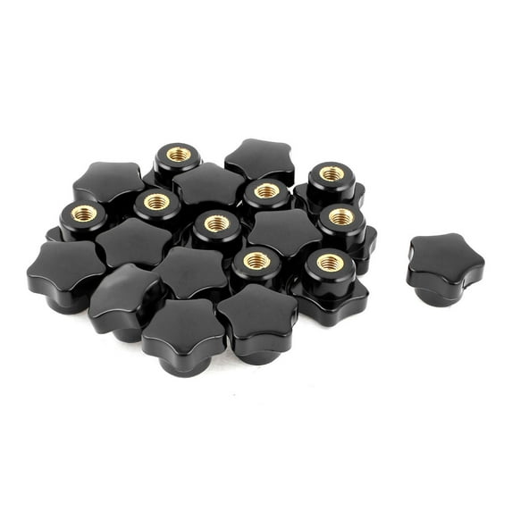 Uxcell 20Pcs M8 Female Thread Screw On Type 1.2" Head Straight Knurled Star Knobs