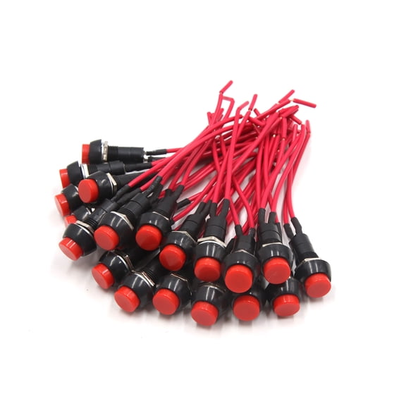 Unique Bargains 20pcs Red Round Head 2-Wires Momentary Horn Push Button Switch for Car