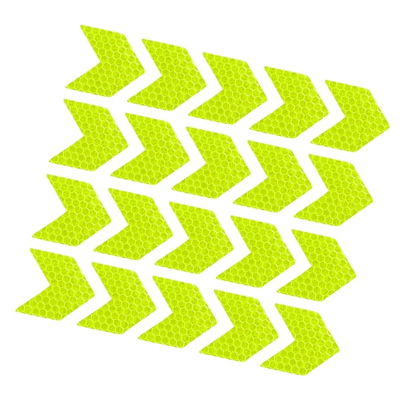 Unique Bargains 20pcs Reflective Stickers Arrow Shape Safety Tape Reflector Universal for Cars PET Fluorescent Yellow