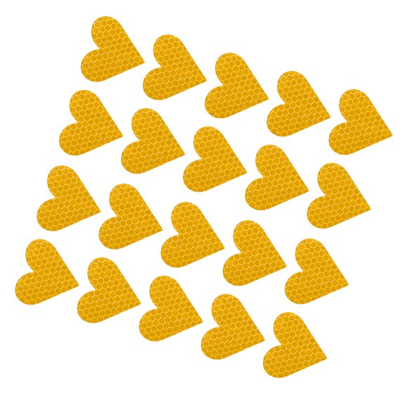 Unique Bargains 20pcs Reflective Stickers Heart Shape Safety Tape Reflector Universal for Cars Waterproof PET Yellow